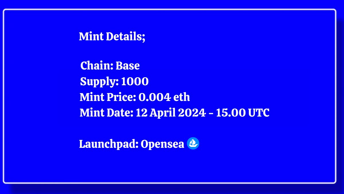 Pepe is coming!
"12 April 2024"
Mint Details; 👇
