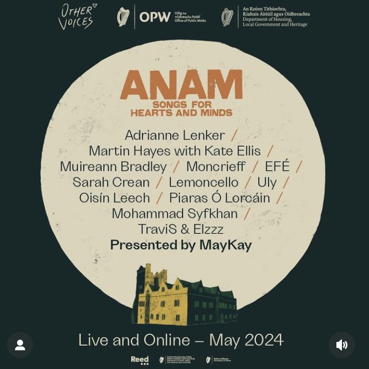 Excited to be making my debut solo appearance at the brilliant Other Voices. #othervoices #anam #portumnacastle @OtherVoicesLive #coldsea