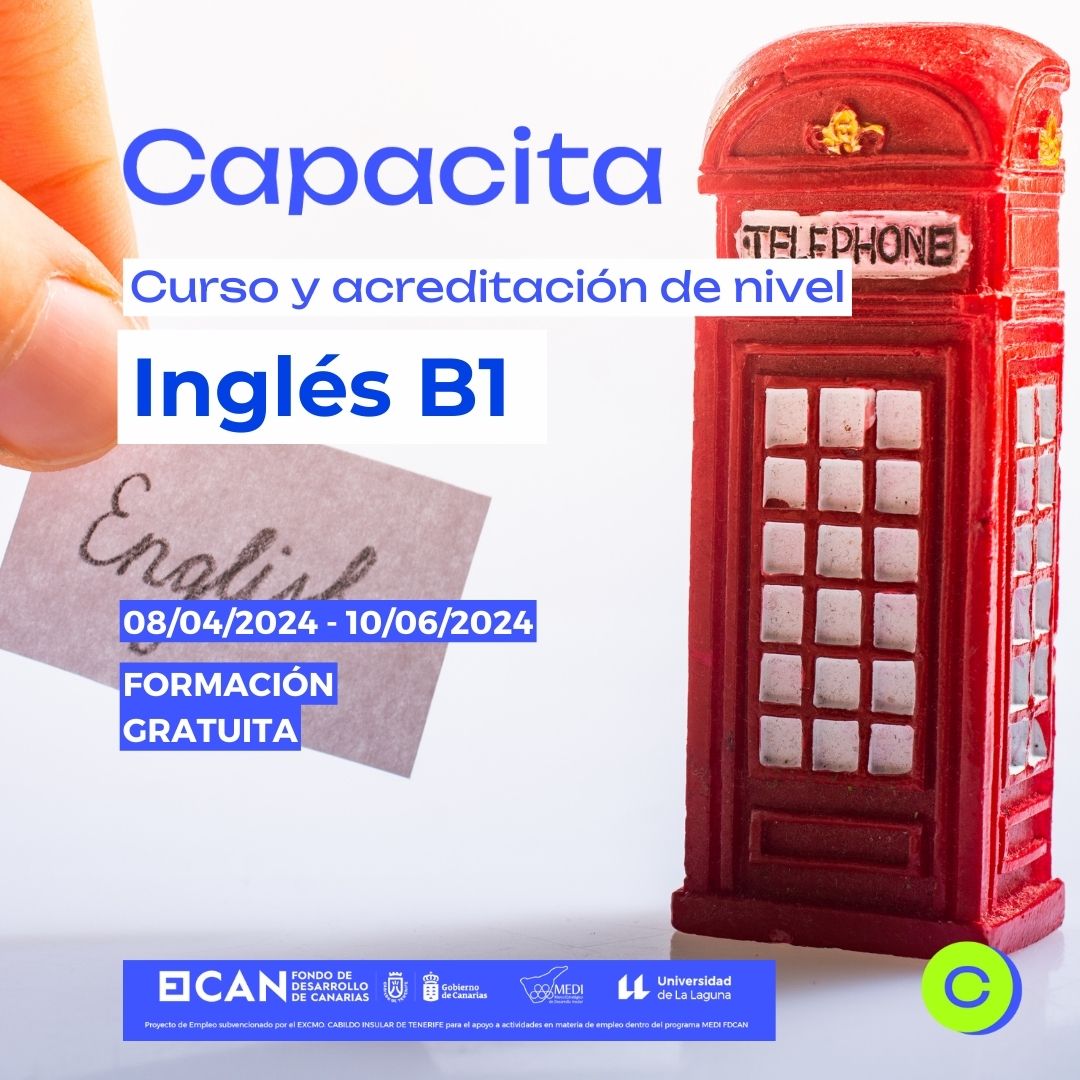 💡 ¡Aprende inglés y acredita tus habilidades con #Capacita! 💼

⌛Aún te puedes inscribir a este curso, que empieza hoy, para alcanzar el nivel B1 y obtener la certificación reconocida a nivel mundial 🌎

Más info. 👉 fg.ull.es/A24030109

#FormaciónGratuita #InserciónLaboral