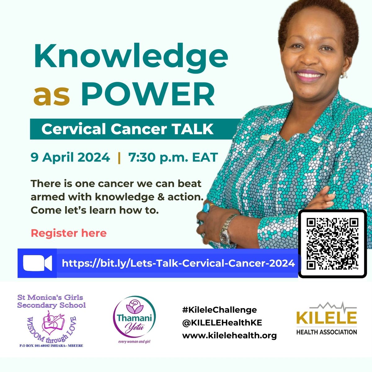 Cervical cancer gives us time to ACT. We invite you to an empowering awareness talk that will equip you with the knowledge to take action for cancer prevention. *DATE:* 9th April 2024 | 7.30pm EAT Register now... bit.ly/Lets-Talk-Cerv… #thamaniyetu #CervicalHealth