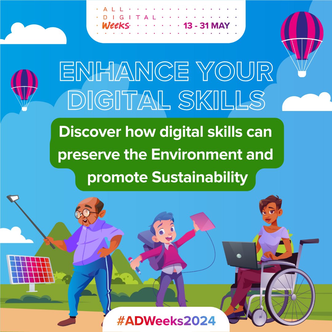 Did you know that #digitalskills benefit individuals, businesses, and the environment? 🌱 From reducing carbon emissions to better resource management, they promote #sustainability. 💻 Join #ADWeeks2024 to know more about this theme and visit alldigitalweeks.eu