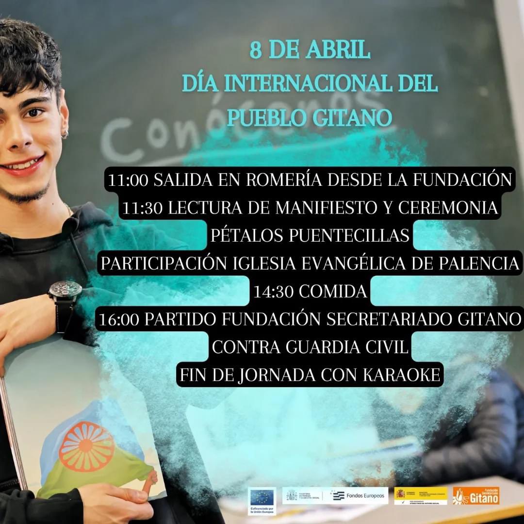 Hoy 8 se celebra el #DíaInternacionaldelPuebloGitano organizado por la #FSGPalencia con diversas actividades poniendo en valor la riqueza cultural y reivindicando erradicar la exclusión social. ¡Feliz día del Pueblo Gitano!
#Romipen #Conócenos @gitanos_org_CYL @gitanos_org