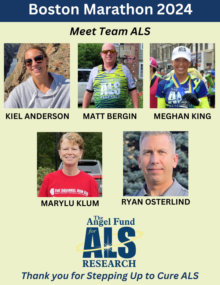 @theangelfundals Team ALS is ready for the Boston Marathon on Mon., April 15th. They are #steppinguptocureals and raising funds for ALS research at @UMassChan . We hope that you will support them as they raise the critical funds needed for research. theangelfund.org/events/boston-…