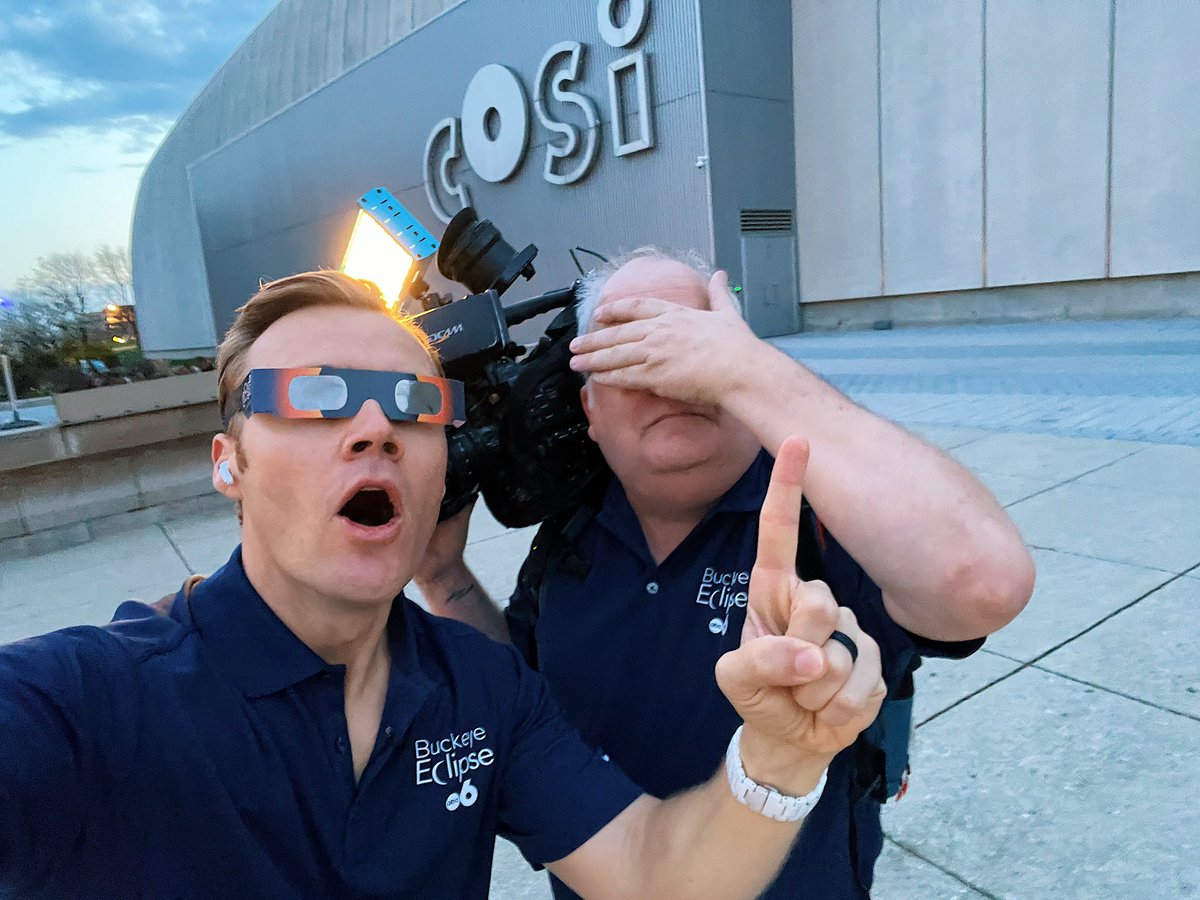 🌑☀️TODAY’S THE DAY! Beginning our @wsyx6 Buckeye Eclipse coverage at @cosi this morning for #GoodDayColumbus, then the #EdgyNoonShow and leading up to our hour-long special at 2:30p. Where are you looking up at the sky?? @WSYXEdwin