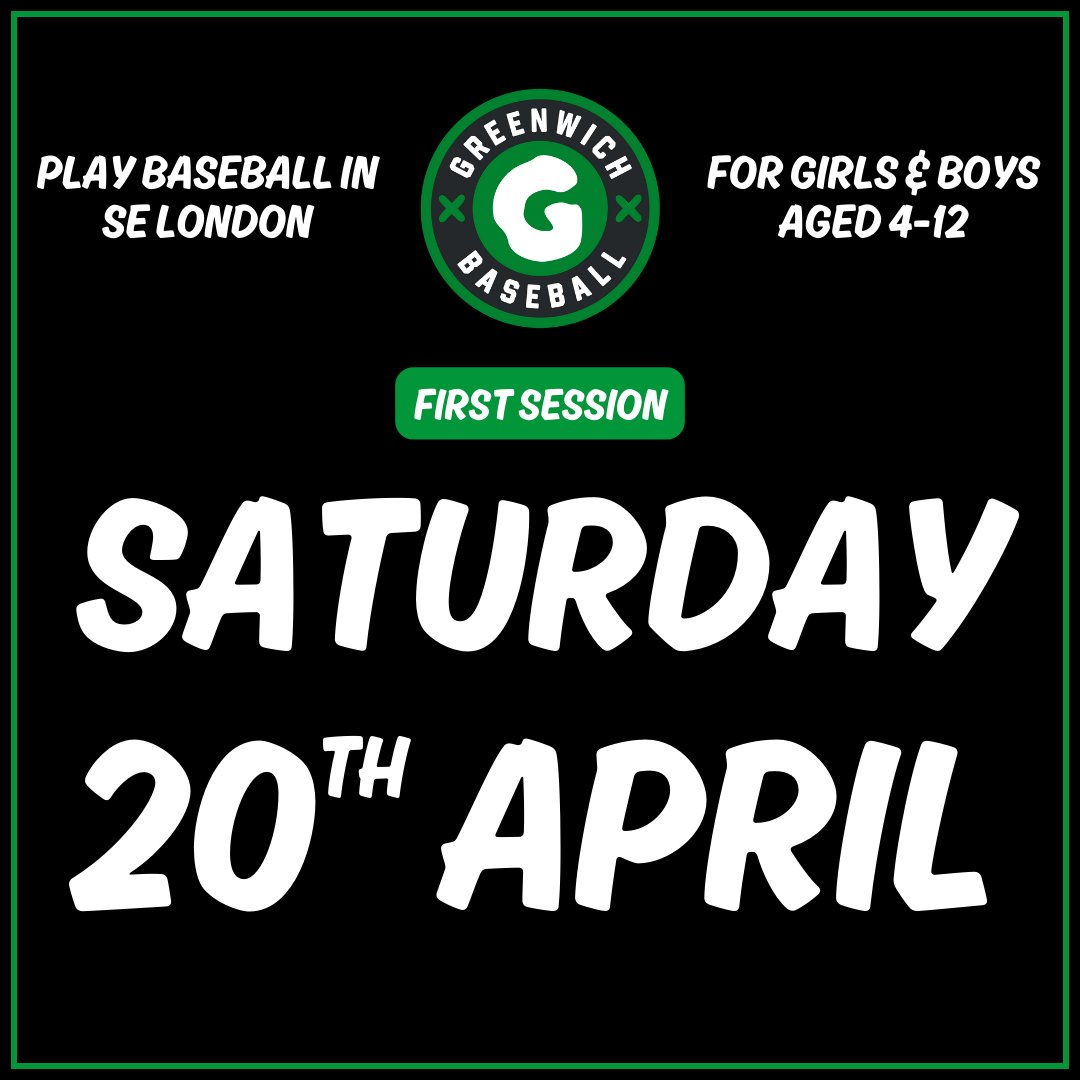 📅Saturday 20th April Club Baseball returns to South East London 👍Give us a follow or DM us to join the waiting list for when registration opens later this week. 🕙10 am 4-7 Year Olds 🕚11 am 8-12 Year Olds Girls & boys of all abilities and experience welcome. #letsgogiants