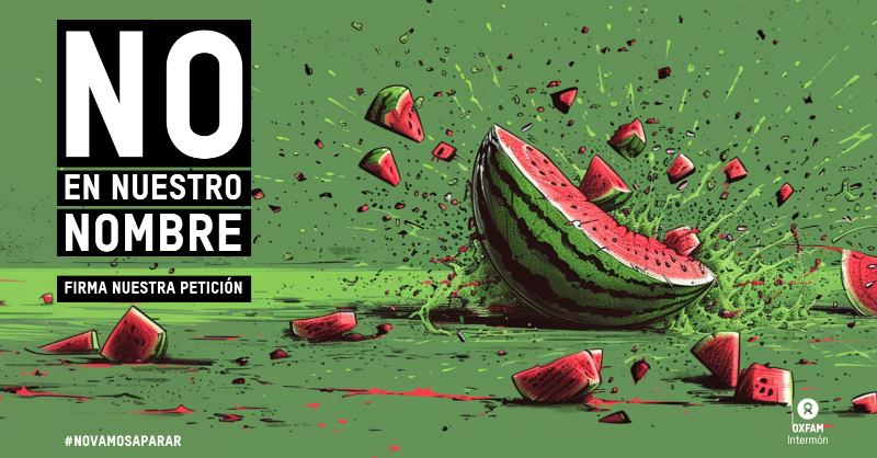 OxfamIntermon's tweet photo. 🍉❤️ Cada fragmento de esta sandía lleva los colores de una tierra que clama por la paz. No dejemos que su mensaje se pierda entre el ruido.
Tu firma es más que un gesto. #NoVamosAParar