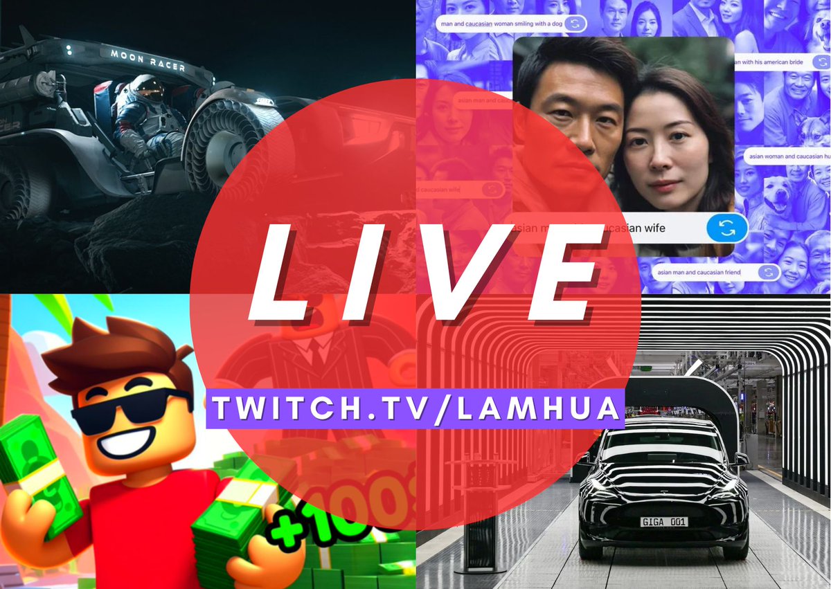 Live 🔴 Bye Model 2, go Robotaxi Roblox aime gagner de l'argent sur le dos des enfants L'émulateur et l'interview qu'Apple ne voulait pas voir Meta et le problème des femmes non asiatiques On va cruiser sur Mars A tout de suite, 👉twitch/lamhua