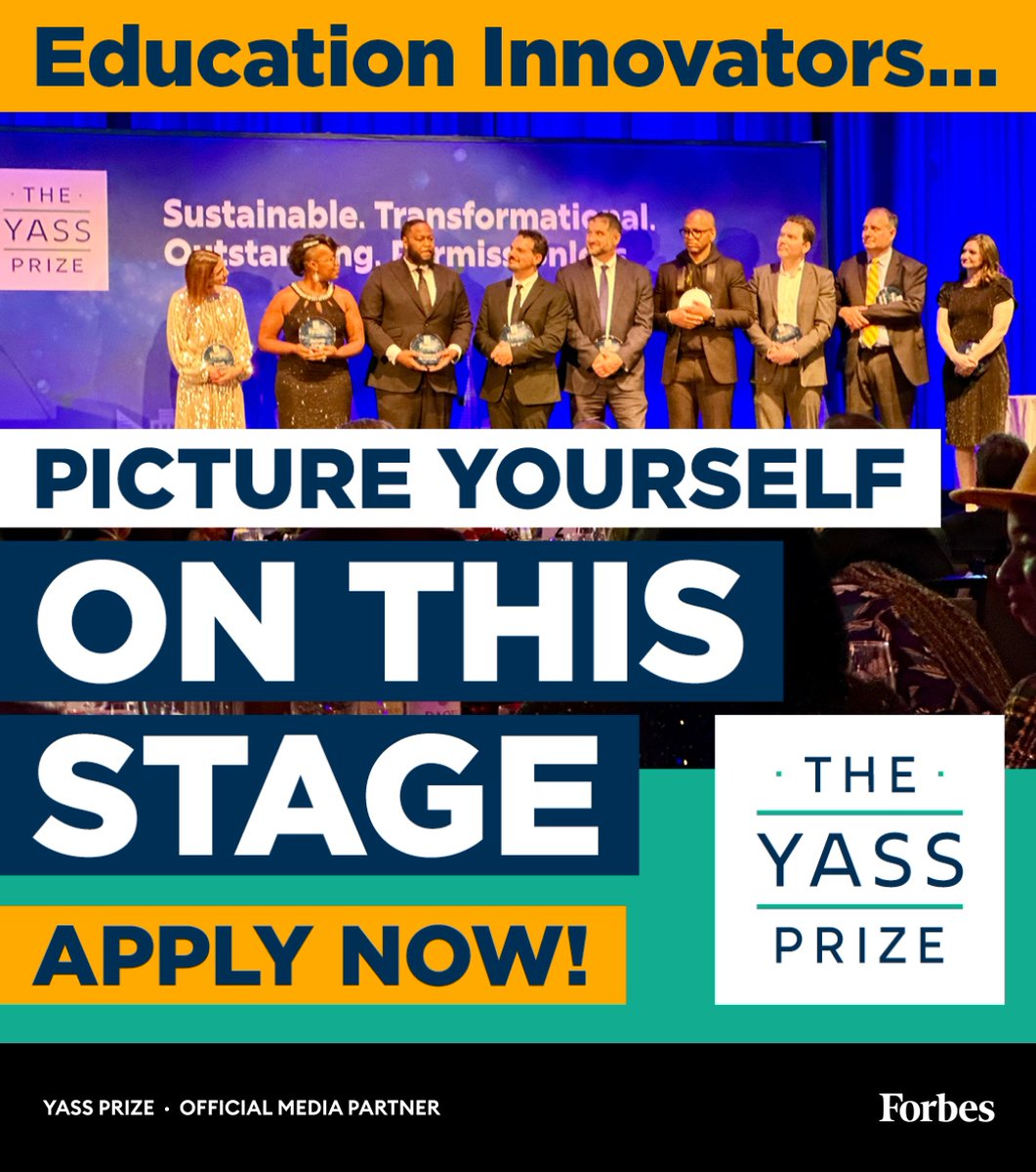 Submit your application to the @YassPrize and STOP Awards, which will recognize and reward education providers who are creating a transformational experience for U.S. K-12 students. Apply by 12PM ET on Thursday, April 18th: yassprize.org