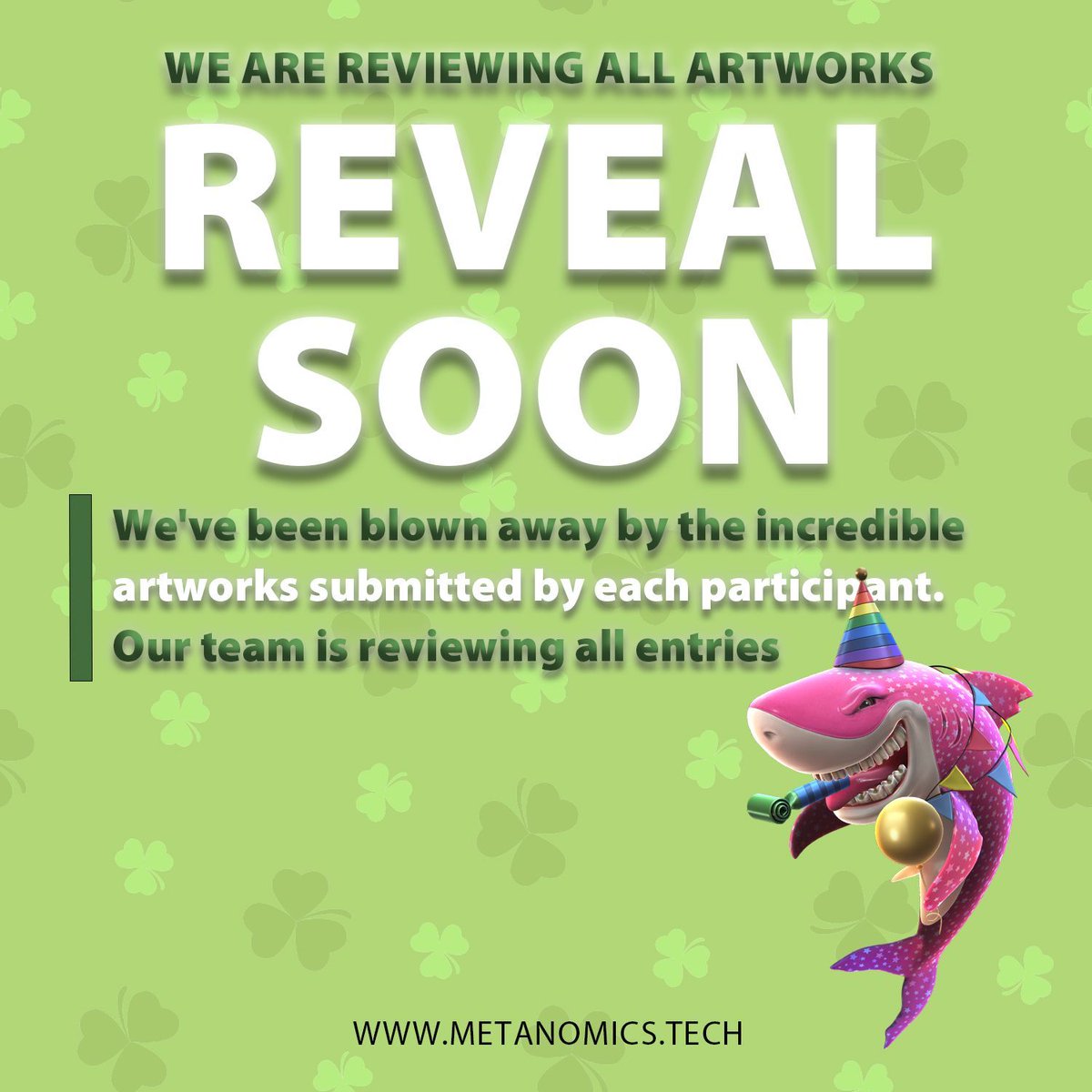 Thank you all for your patience! 

We've been blown away by the incredible artworks submitted by each participant

Our team is diligently reviewing all the entries, and we'll announce the winner very soon!

Join our family!
discord.gg/mymetanomics