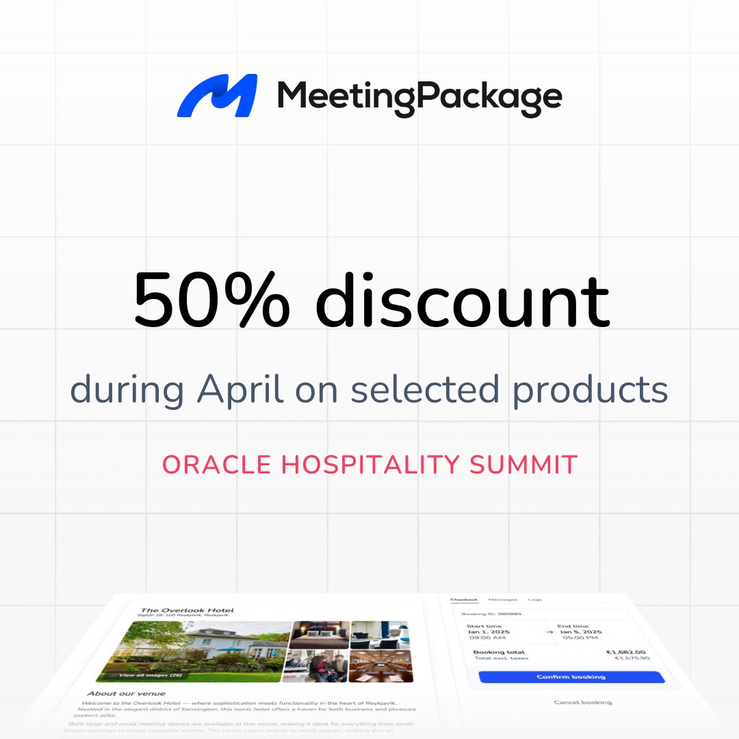 Oracle Hospitality Summit is starting today, and we have a limited-time offer for selected products 📢 Claim your discount at hubs.ly/Q02rY1CX0 and see what you can do with MeetingPackage CRS. Visit us at the Oracle Hospitality Summit at Table #6