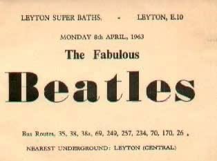 OTD 08APR1963 On the day that John’s son Julian was born, the #Beatles performed at the Leyton Swimming Baths, High Street, Leyton, East London.(Photo Norman Scott) #TheBeatles