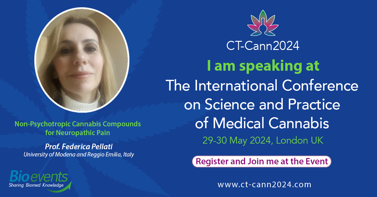 📢 Speaker announcement! Federica Pellati an Associate Professor in Medicinal Chemistry at the University of Modena and Reggio Emilia in Italy will be speaking at #CTCann2024
Reserve your tickets here: ct-cann2024.com
#medicalcannabis #clinicaltrials 
#cannabinoids #APIs