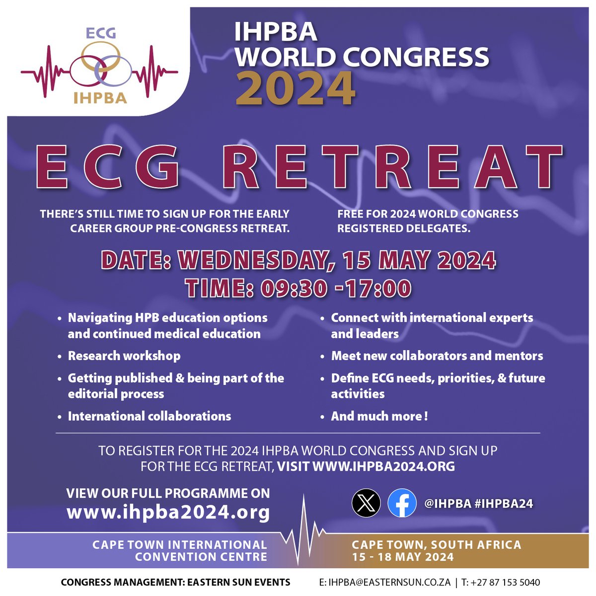 There’s still time to sign up for the Early Career Group Pre-Congress Retreat at the IHPBA 2024 World Congress. There is no charge if you’re already signed up for the congress. Take a look at some highlights from our programme. Visit ihpba2024.org to register.