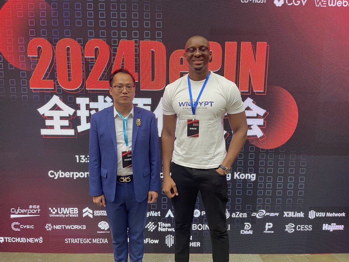 Ugochuwku Aronu, @AronuUgochukwu, Wicrypt's CEO, is attending the 2024 #DePIN Global Hardware Conference in Hong Kong today. The event, hosted by, @Global_JDI, will have the world's top manufacturers, investment institutions and projects come together to jointly discuss the…