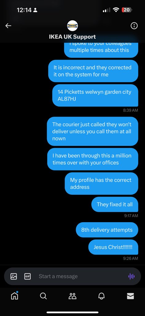 faseeh's tweet photo. @IKEAUKSupport These are all the messages I have sent since 8 am. https://t.co/fRINeKNC7j