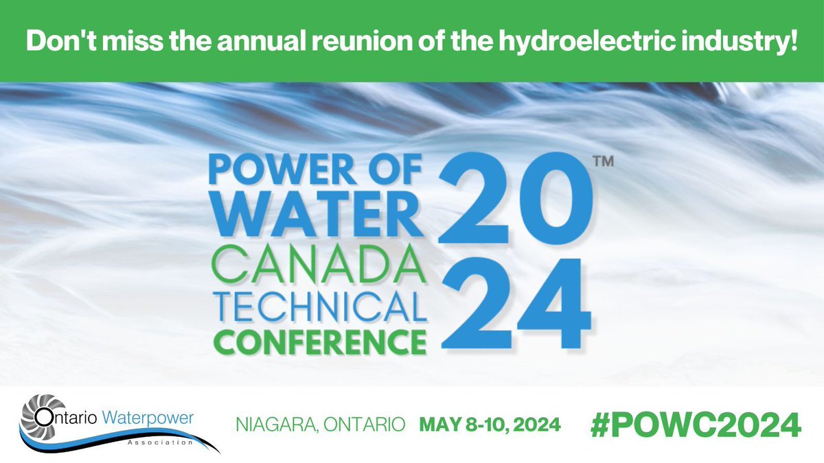 The Power of Water Canada conference is taking place May 8-10 in Niagara, Ontario. Join @OnWaterpower for three days of networking, educational panels and more! buff.ly/3x3Bffo #POWC2024 #womeninrenewableenergy #conference #hydro #ontario #waterpower