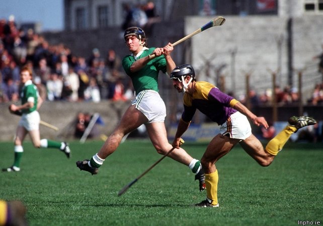 ON THIS DAY 40 YEARS AGO: Danny Fitzgerald in action against @OfficialWexGAA during the Centenary NHL final in Thurles on April 8th 1984.