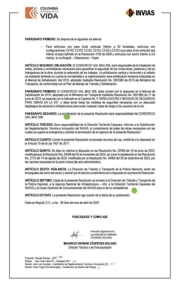 #TengaEnCuenta Varias restricciones de tránsito de vehículos se implementan de manera preventiva en la vía al cusiana. Los vehículos con peso hasta de 52 toneladas, deberán utilizar como ruta alterna la Vía al Llano: Bogotá – Villavicencio – Yopal.