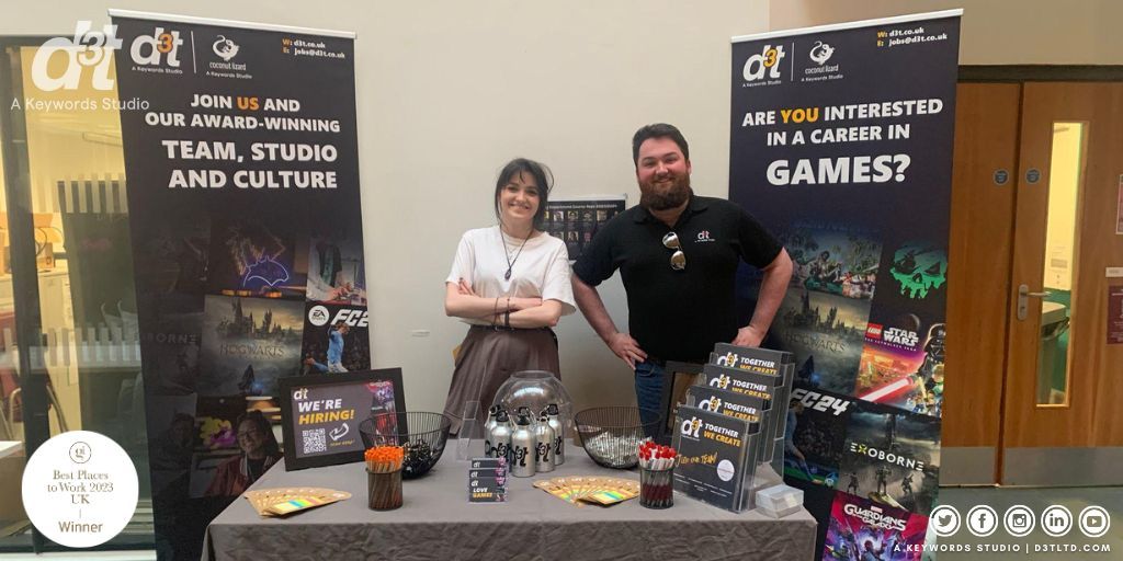 Last week our team were at @sheffhallamuni for the @GradsInGames Search for a Star Finals Day. Thanks to everyone who stopped by to talk to us, and to those who attended Phil and Louise's talk! 🎉 Congratulations once again to all of the finalists and winners! #GoTeam