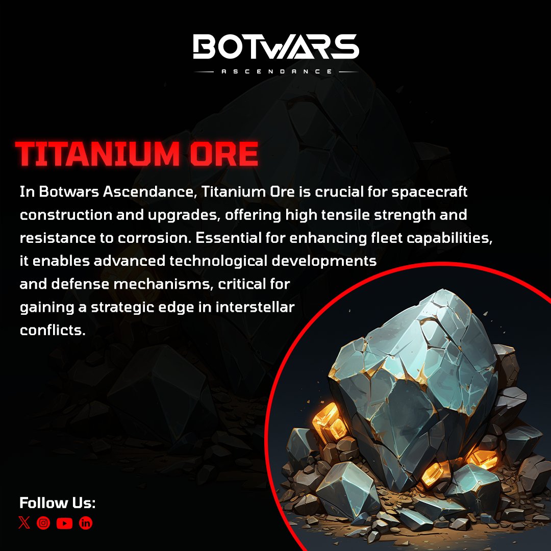 Unlock the power of Titanium Ore in Botwars Ascendance! 🚀 Forge unbeatable spacecraft, command the cosmos, and lead your fleet to ultimate victory.

#StrategyUnleashed #SpacecraftSecrets #BotwarsAscendance #SpaceStrategy #PlayToEarn #Web3 #CryptoGame #NFT #EarnStars