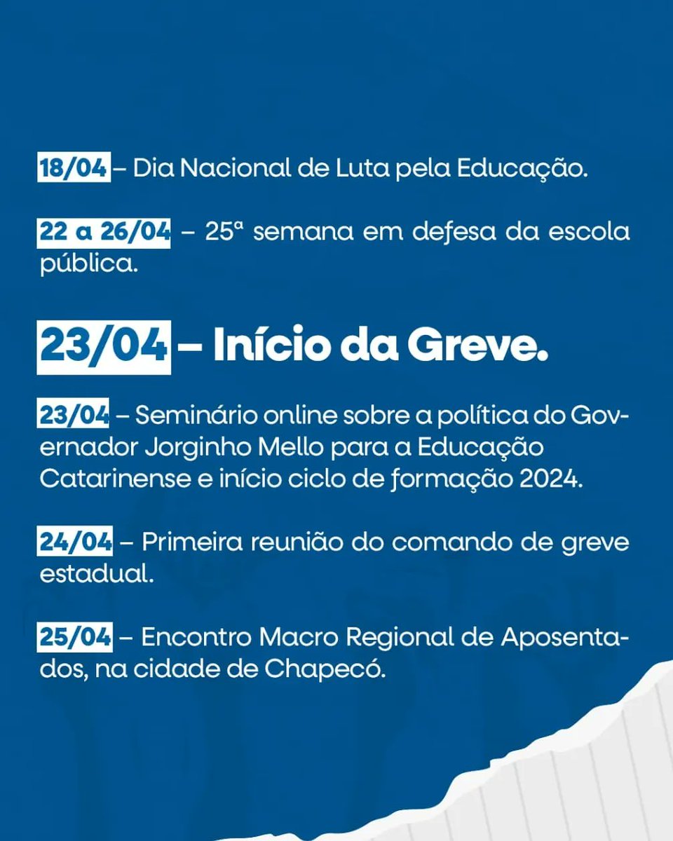 sintesc's tweet photo. Agora é greve! A nossa assembleia foi histórica, mas a luta continua.
A mobilização não pode parar, por isso professor e professora confira nosso calendário de paralisação e participe das atividades da sua regional.
Só a luta conquista nossos direitos 💪🏻📚#SC #greve #Sintesc https://t.co/UAORslLYnM