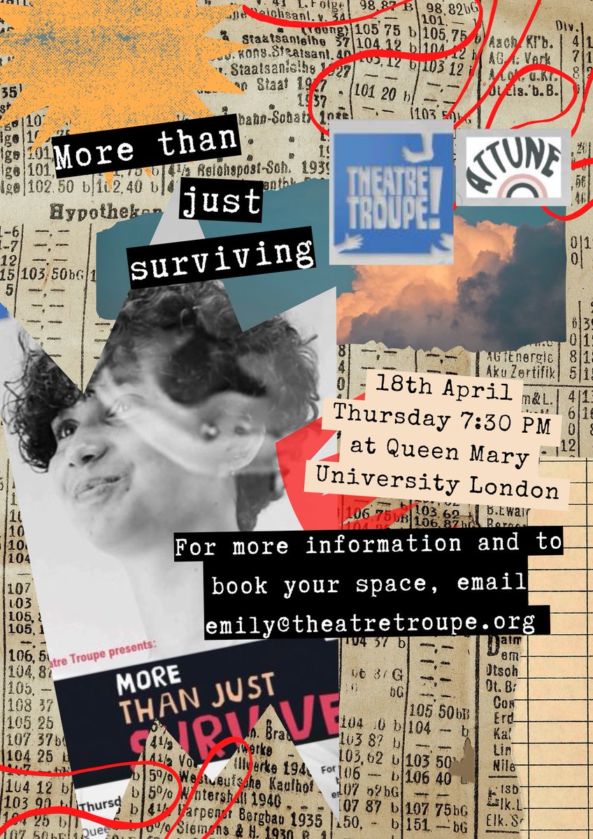 .@TheatreTroupeUK and Attune Project are bringing 'More than Just Survive,' a play performed by young people drawing on animation, dance, poetry created by young people with Adverse Childhood Experiences (ACEs). For details and to book your space email: emily@theatretroup.org