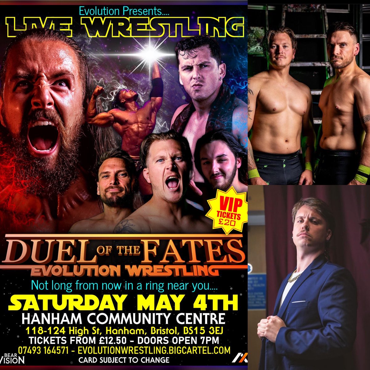 💫 EVW Presents “Duel of the Fates” May 4th, Hanham Bristol March 30th the Lane Brothers were cheated out of their title match! Commissioner Bowie Quinn has decided to give the lanes a special opportunity May 4th… Evolutionwrestling.bigcartel.com