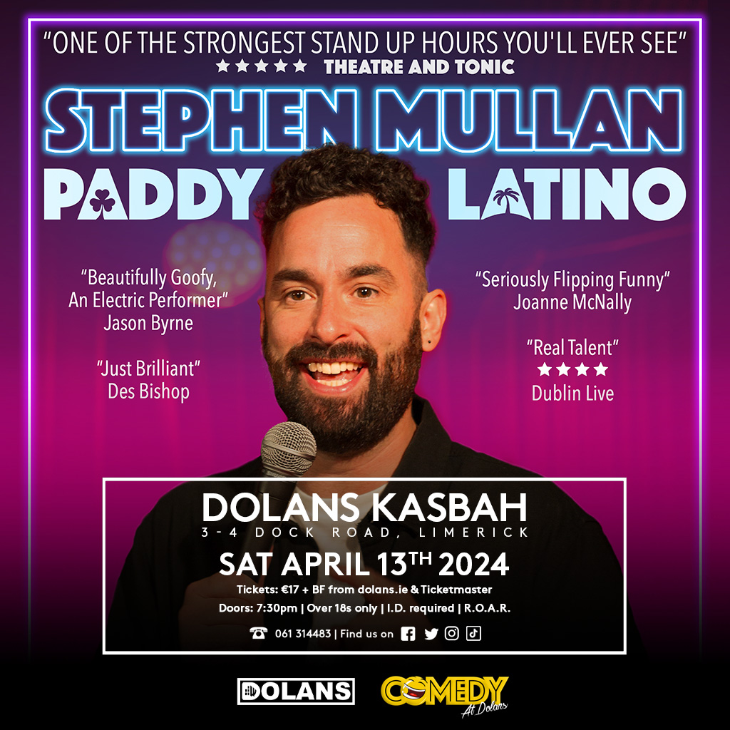 ***THIS WEEK AT DOLANS*** Stephen Mullan: Paddy Latino Dolans Kasbah Saturday April 13th Tickets here: dolans.yapsody.com/event/index/79… ‘One of the strongest hours you will ever see’ - Theatre and Tonic