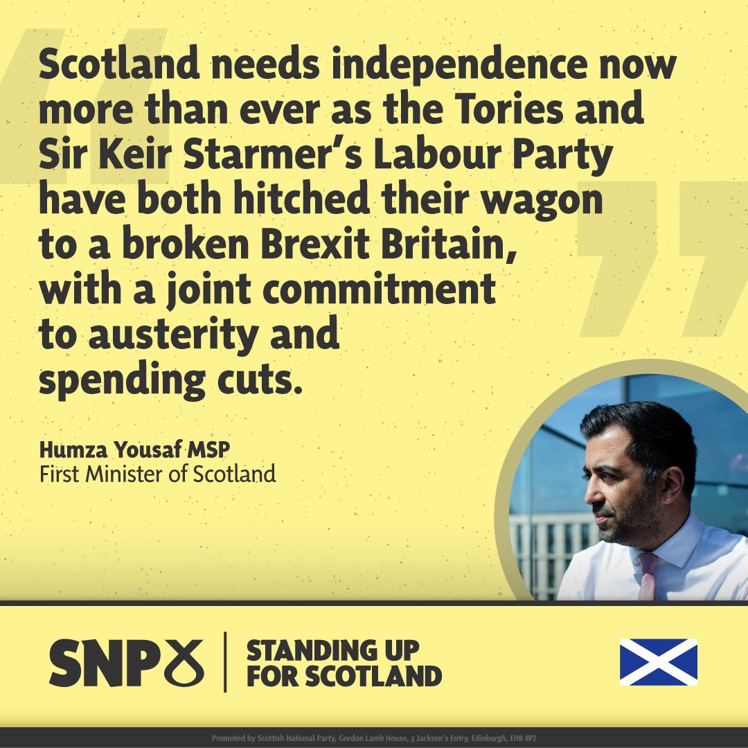 📉 Plummeting living standards, crumbling public services & a stagnant economy. 🥀 Labour have embraced the Tories’ commitment to broken Brexit Britain. 🚨 Independence is needed now more than ever.