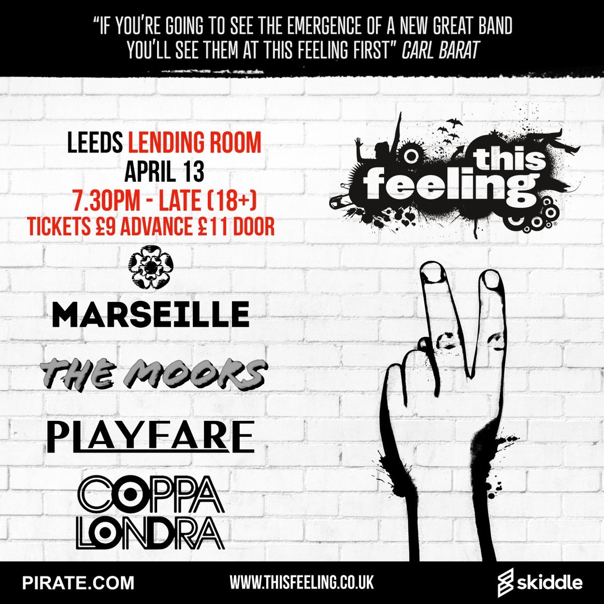 Coming up this week : Saturday 🎸 Leeds @LendingRoomLDS ft. @marseilleband #TheMoors @playfareband & @CoppaLondra 🎟 skiddle.com/whats-on/Leeds… 🎶open.spotify.com/playlist/4ZNgT…