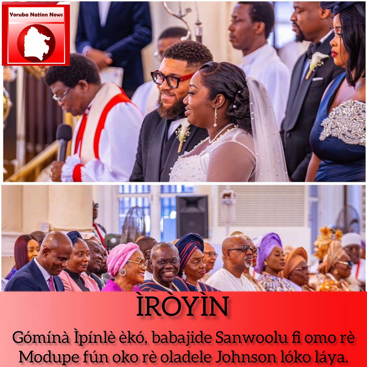 ÌRÒYÌN: Gómínà Ìpínlè èkó, babajide Sanwoolu fi omo rè Modupe fún oko rè oladele Johnson lóko láya. #YorubaNationews #YorubaNation #Yoruba #News