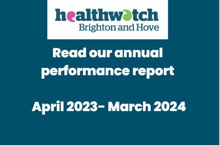 Our annual performance report is now available to read. We produce this report for our commissioner. it describes our work over the last year and our engagement with local people. healthwatchbrightonandhove.co.uk/report/2024-04… @HealthwatchE