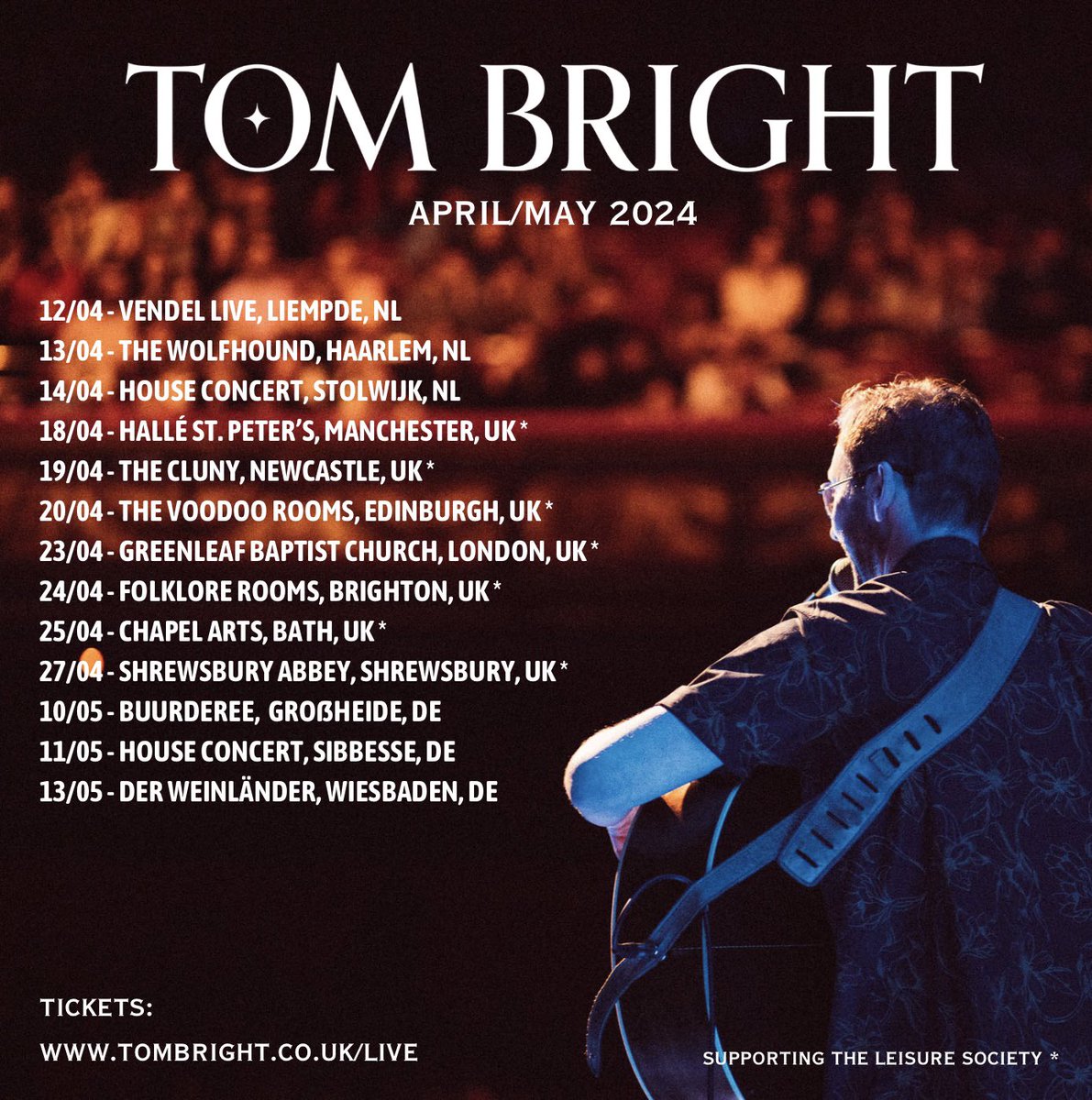 Kicking off a very busy springtime ☀️ so excited to be back in The Netherlands later this week, then onto UK tour with @LeisureSociety (*) next week and straight into some Germany show afterwards. All ticket links 👉🏼 linktr.ee/tombrightmusic 🎫🌼🇳🇱🇬🇧🇩🇪