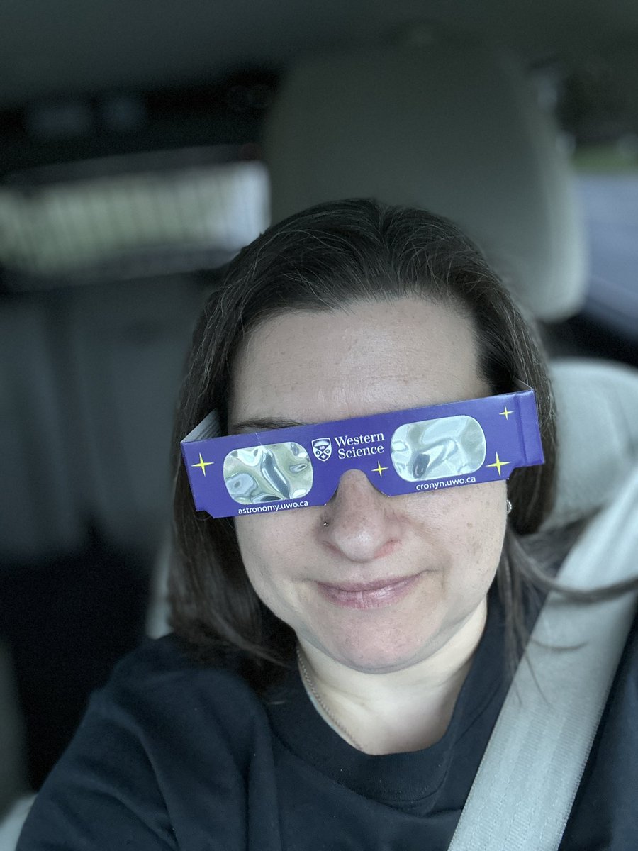 On my way to Port Stanley for the #Eclipse2024 (not actually driving with the glasses on 🤪)