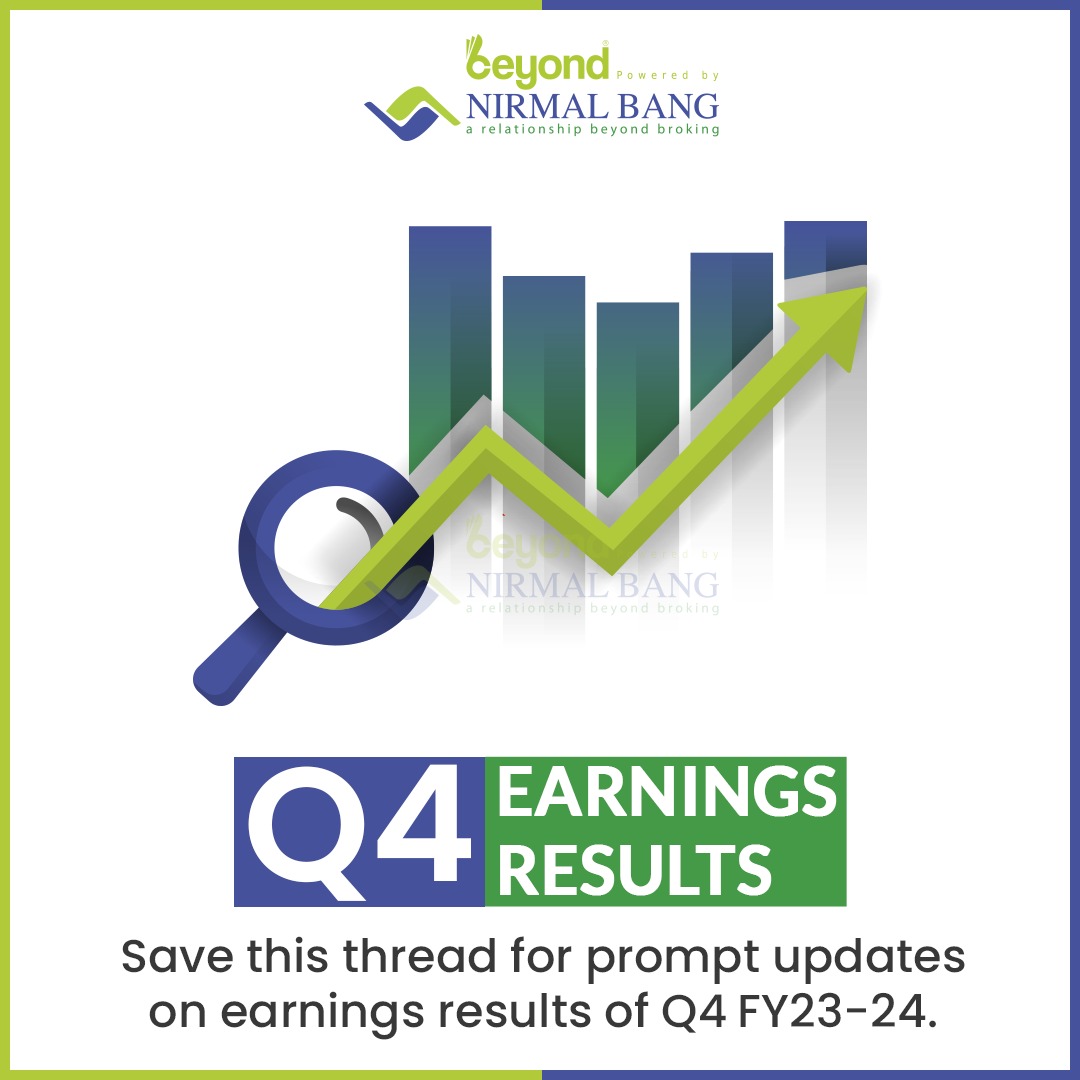 📊Q4 FY-23-24 earnings are live! Save this thread to dive into the numbers with us.  

#NirmalBang #Markets #stocks #equity #nifty #sensex #nifty50 #largecap #midcap #smallcap #nse #bse #Q4FY24 #quarterlyresults #StockMarkets #stockmarketindia #earnings #earningreview