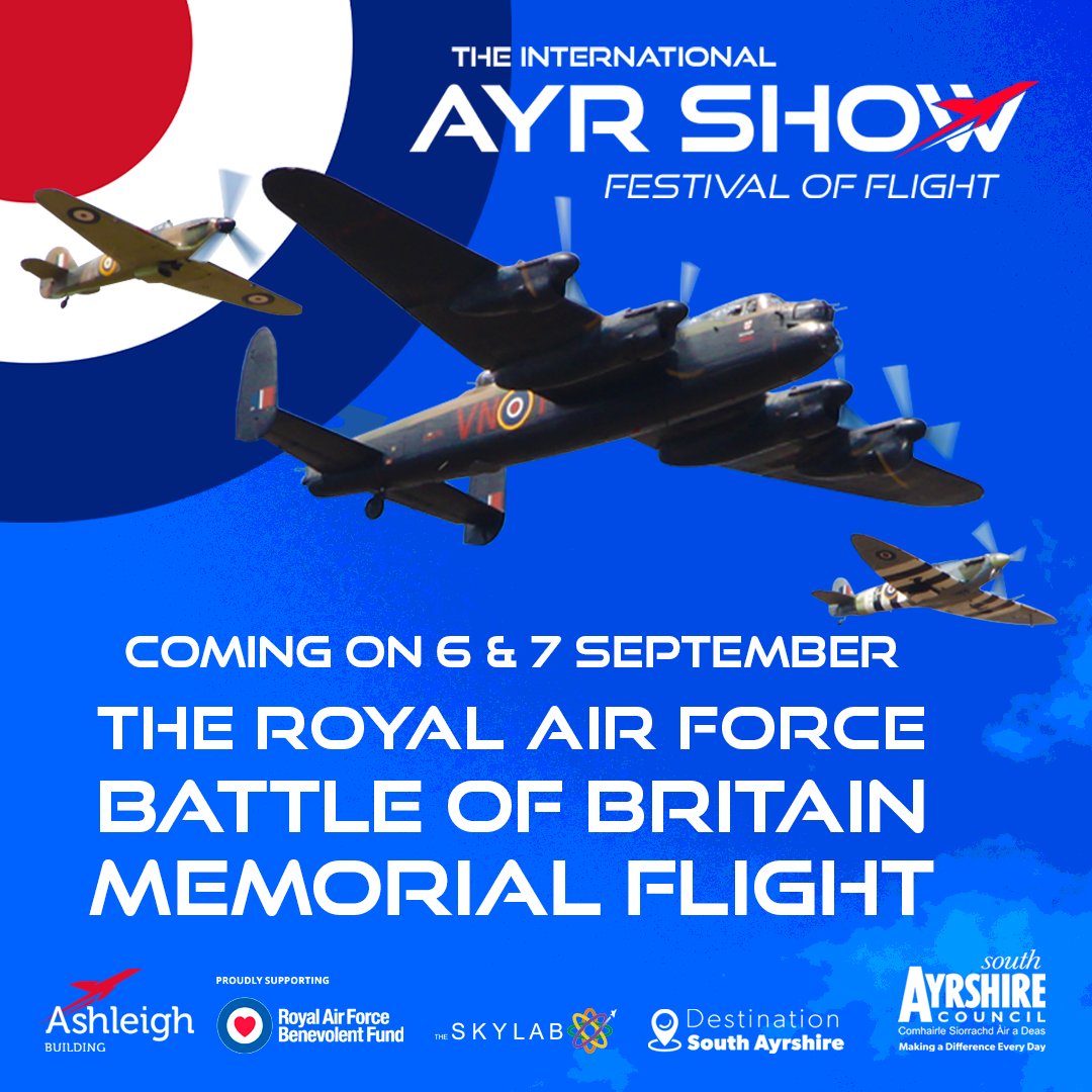 We’re thrilled to announce that the Battle of Britain Memorial Flight (BBMF) will appear at The International Ayr Show – Festival of Flight this September!

Taking to the skies this year will be the Hurricane, Spitfire and Lancaster aircraft.