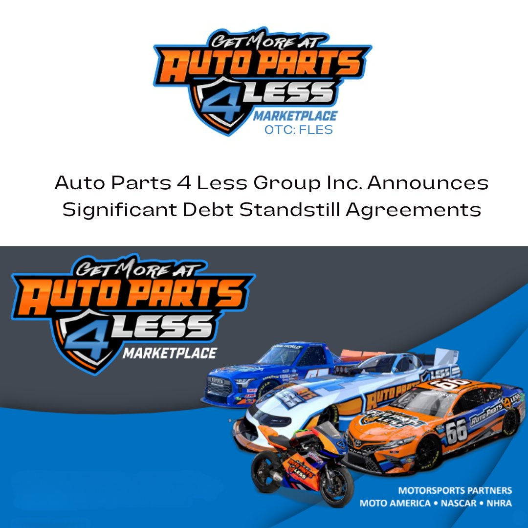 prism_mediawire's tweet photo. $FLES @AP4Less @AutoParts4_less Auto Parts 4 Less Group Inc. Announces Significant Debt Standstill Agreements - Press Release: https://t.co/KsH0DWhumu #OTC #OTCMarkets #StockMarket #AfterMarket #Autoparts #ecommercetrends #MarketPlace #FLES #AP4Less #PrismMediaWire #PrismMarketView #PrismDigitalMedia #stockstowatch #investors #SmallCaps