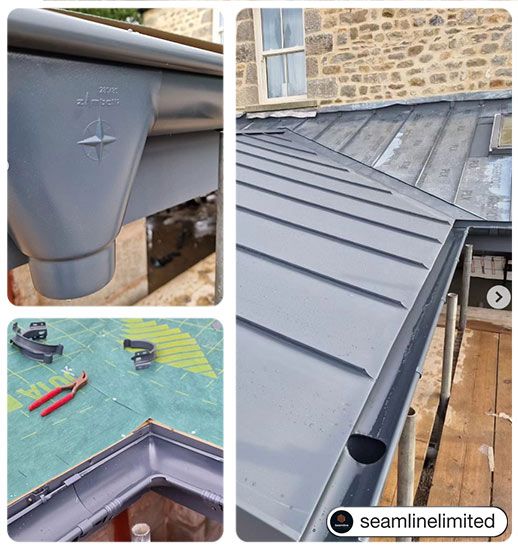 From @seamlinelimited on Instagram
'GreenCoat PLX Mountain Grey - Metal Roofing, Soffits, fascia all fabricated on site with matching Zambelli gutters. 
#greencoatplx #zambelli #rainwatersystems #metalroofingspecialists #metalroofing #teamseamline #homeomprovement'
us: 😍