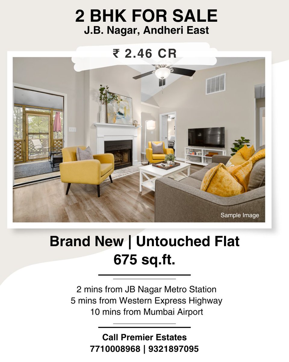 𝟐 𝐁𝐇𝐊 𝐅𝐎𝐑 𝐒𝐀𝐋𝐄 - 𝐉.𝐁. 𝐍𝐚𝐠𝐚𝐫, 𝐀𝐧𝐝𝐡𝐞𝐫𝐢 𝐄𝐚𝐬𝐭.

 #resaleflat #apartmentforsale #newapartment #AndheriEast #dreamproperty #realestate #mumbairealestate #2BHK #apartmentforsale #mumbaiproperty #flatforsale #brandnew #vastucompliant #mumbairealestate