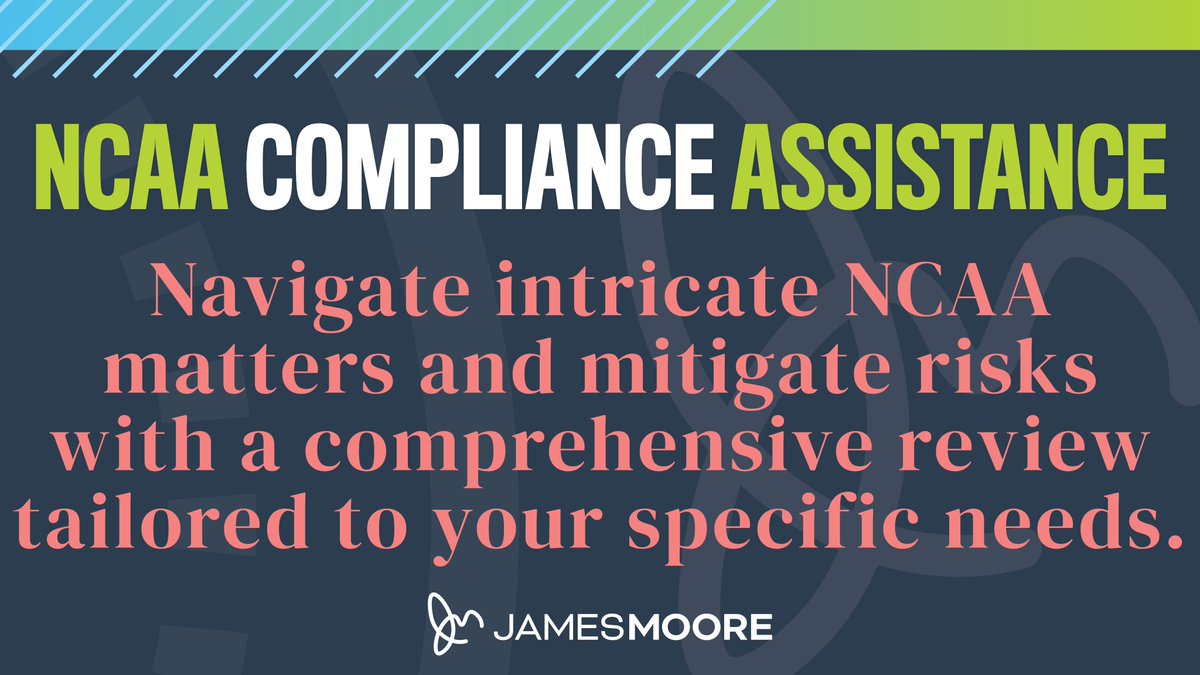 Struggling with NCAA compliance? Let us provide expert navigation in regulations, eligibility, and waivers. Tailored reviews ensure your athletic department stays ahead, minimizing risks and pressures. Learn MOORE: jmco.com/industries/col…