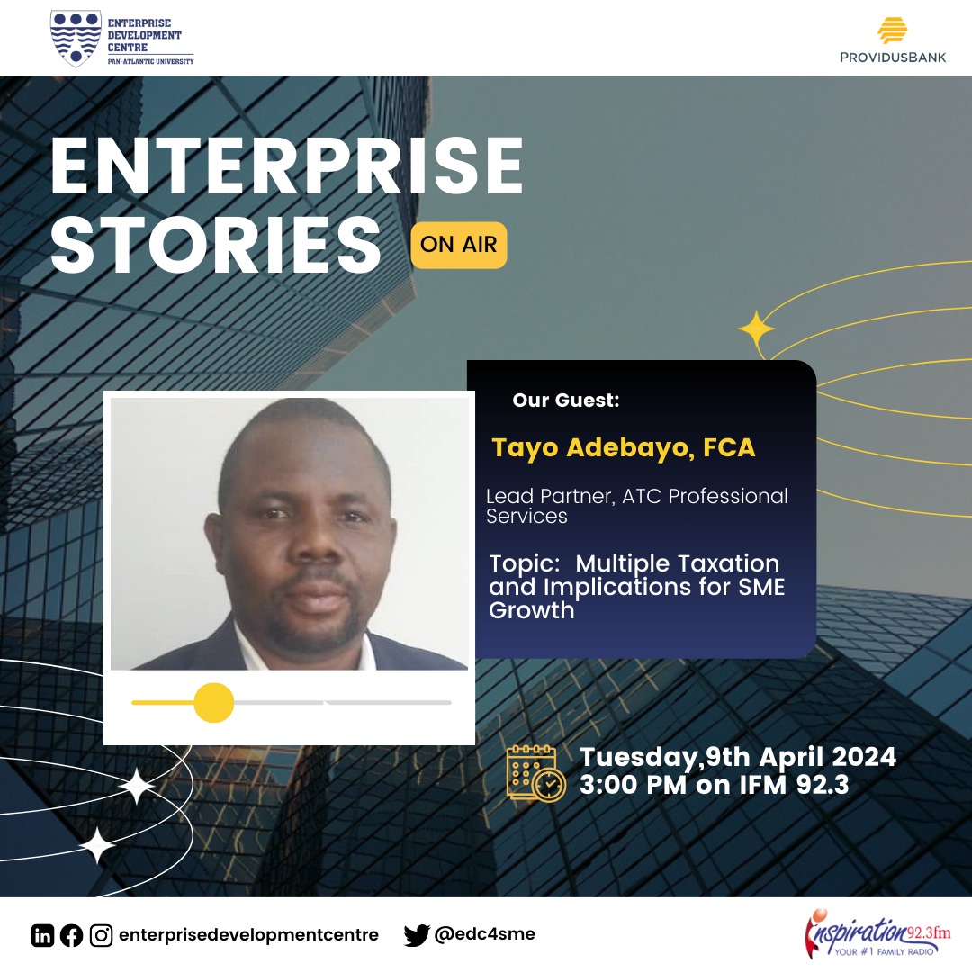 Insightful session on Apr 9th, 3 pm, @IFM923 Multiple Taxation's Impact on SME Growth. Don't miss Tayo Adebayo, FCA Lead Partner, ATC Pro Services. Tune in for business growth strategies! #enterprisestories #businessgrowth #innovation