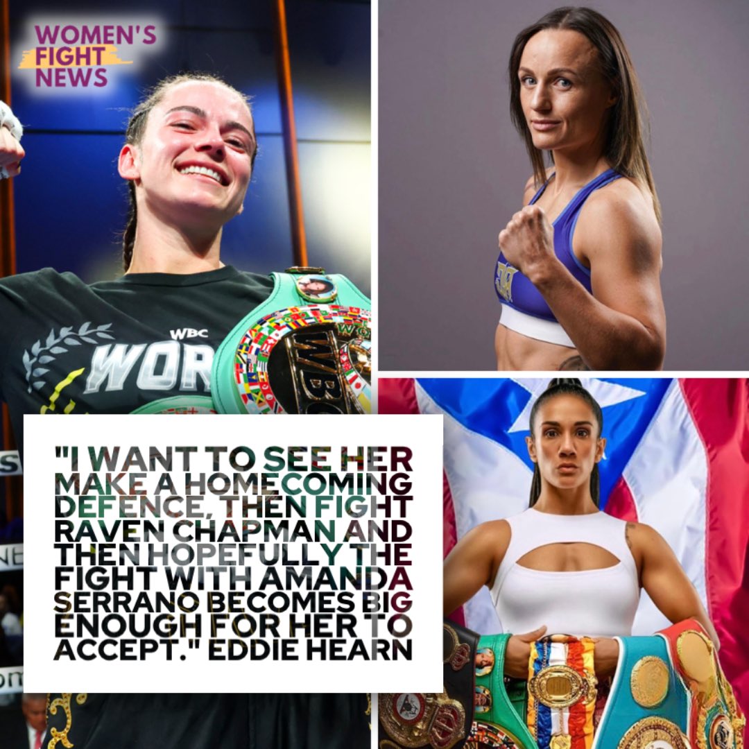 .@EddieHearn has a plan for @skyebnic 🔥 👊 Defend World Title at home in Australia 🇦🇺 👊 Fight Raven Chapman (maybe in 5-v-5) 👊 Fight Amanda Serrano How do you see fights against Chapman & Serrano going? 📸 Skye: Ed Mulholland/Matchroom Chapman: Queensberry