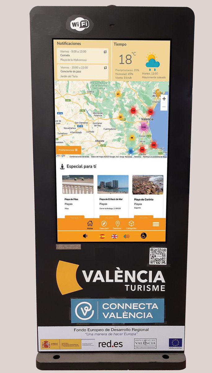 📲👆🏼 Un tòtem interactiu de la @dipvalencia oferirà informació turística de la província en l'@aeroVLC. 📄✈️ L’actuació, fruit d'un conveni en @aena, s'emmarca en el projecte ‘Connecta València: territori turístic, intel·ligent i sostenible’. ➕ℹ️ dival.es/sala-prensa/co…