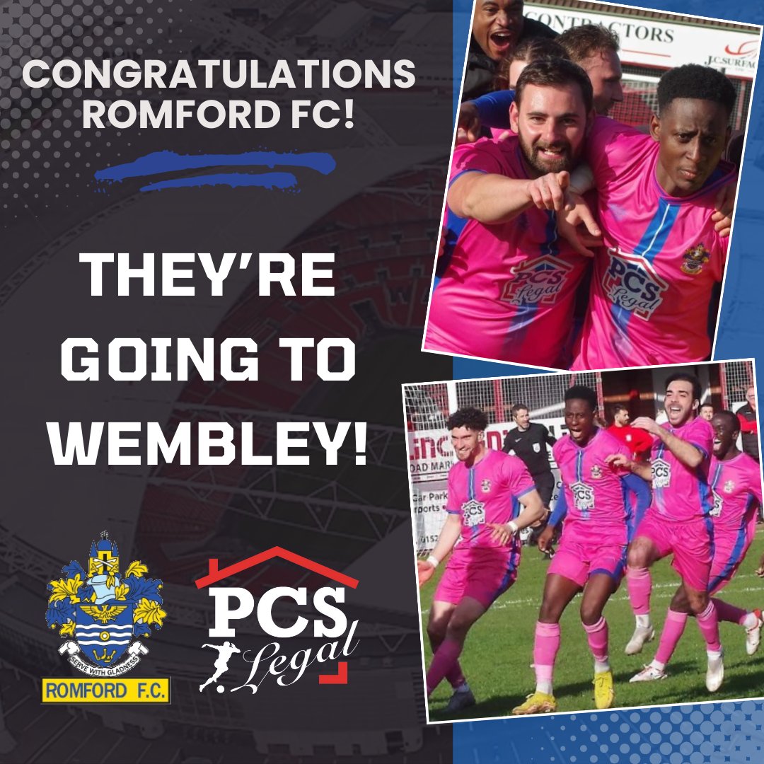 PCSLEGAL's tweet image. Congratulations to our sponsorship, @RomfordFC! After a win on penalties on Saturday, they&apos;re on their way to Wembley! 🏅🏟️

@RomfordFCCorp

#Sponsorship #PCSLegal #SupportingLocalCommunities