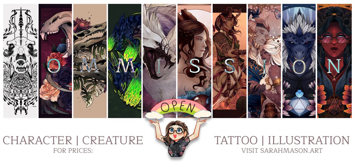 SarahMasonArt's tweet image. I am once again opening for more slots!

✨characters, creatures, tattoo designs, cover, book and card illos✨

If you would like to work with me, hit me up!

(Please share &amp;amp; comment on this post to combat the shitty algorithm ;u;)