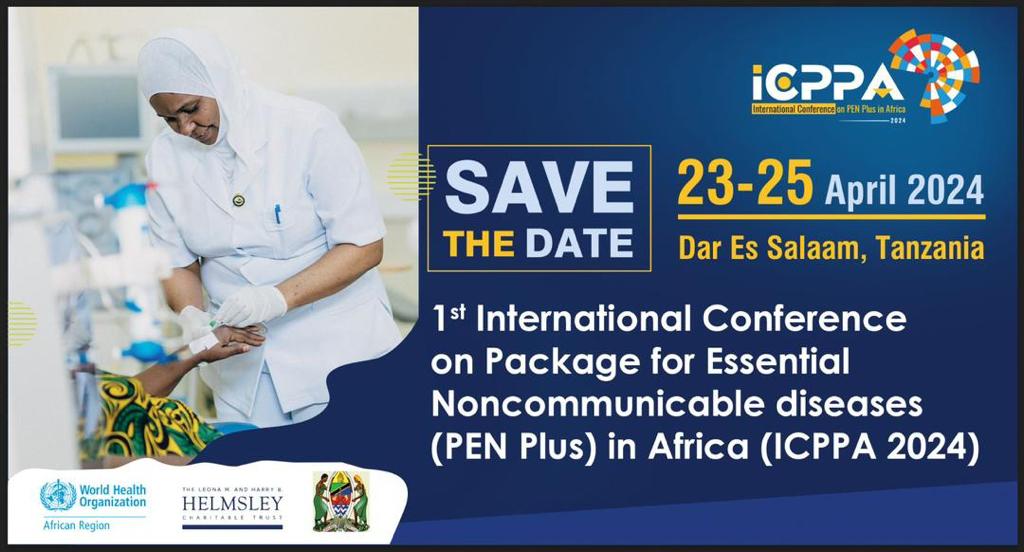 Are you ready for the 1st International Conference on PEN-Plus in Africa—#ICPPA2024?

🗓️ April 23-25, 2024 
📍 Dar Es Salaam, Tanzania

Get ready for impactful discussions in the fight against #NCDs!

Learn more 👇🏿: 
afro.who.int/media-centre/e…

#PENPlus
#EndingDiseaseinAfrica