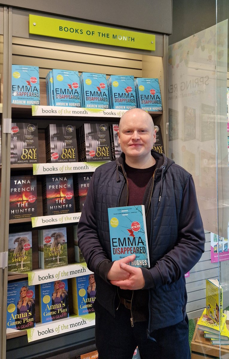 Andrew with his new novel - Emma, Disappeared- in @easons O'Connell Street. Book of the Month for April. Many thanks to Louise for her help with the signing. @And_Hughes