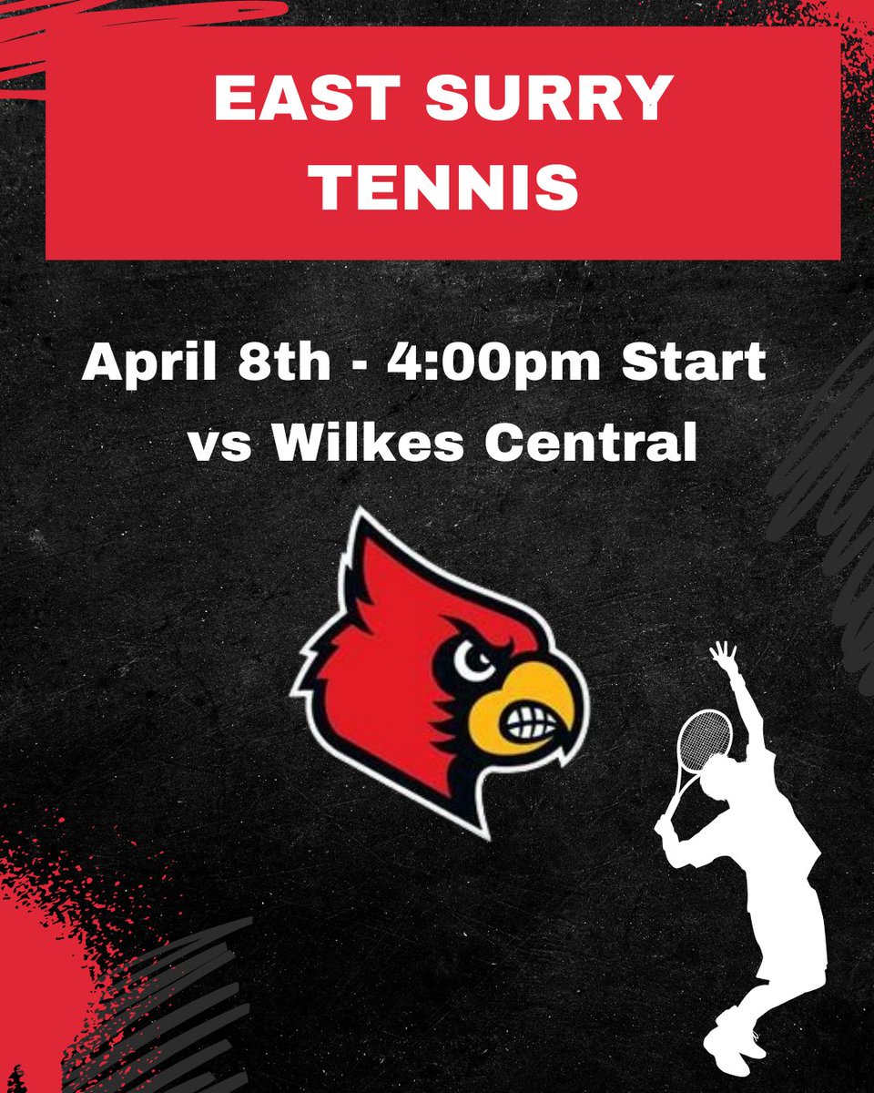 Good luck to @eshsmenstennis as they host Wilkes Central in a Foothills 2A Conference match. Action begins at 4pm. Go Cards!