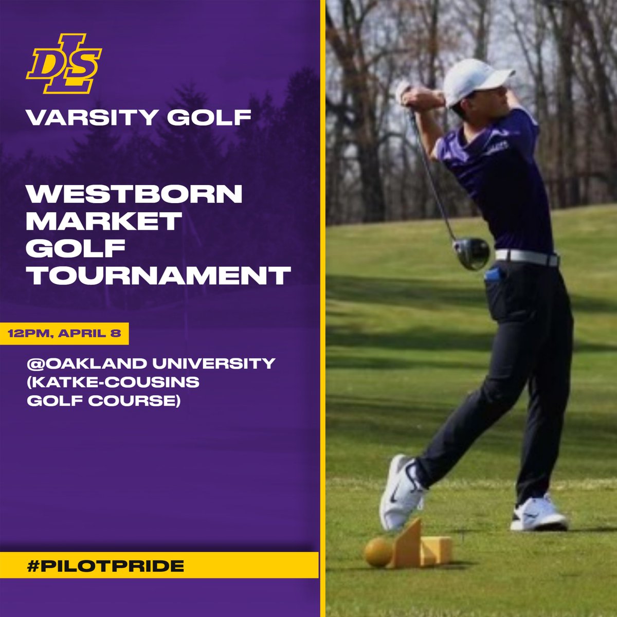 DLS Varsity Golf plays their first match of the season in the Westborn Market Golf Tournament at Oakland University (Katke-Cousins Golf Course) at 12PM, today. Each player will be provided with glasses for the solar eclipse. Let’s go, Pilots! #PilotPride @DLSPilotsGolf