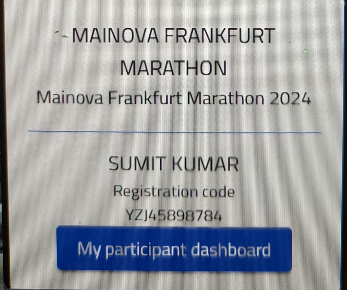 When you sign up for a marathon, you not just sign up for it but you also sign up for a lot of discipline, pain, grit and determination✌️

Singed up for a full marathon at Frankfurt, Germany on 27th Oct'24 @ffm_marathon
#frankfurtmarathon
#runtheskyline #mainovafrankfurtmarathon